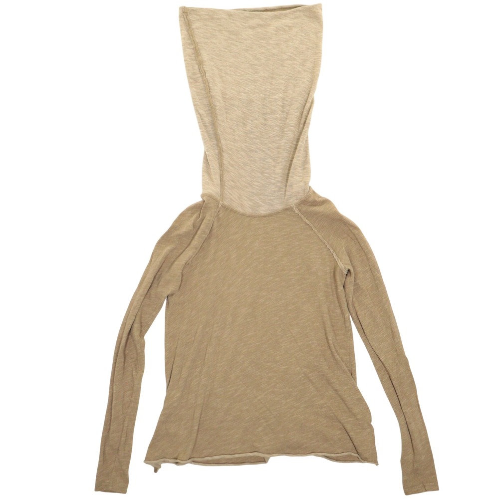 Free People Beach Top Women M/L Cocoon Neck Cowl Boho Raglan Tan Cotton